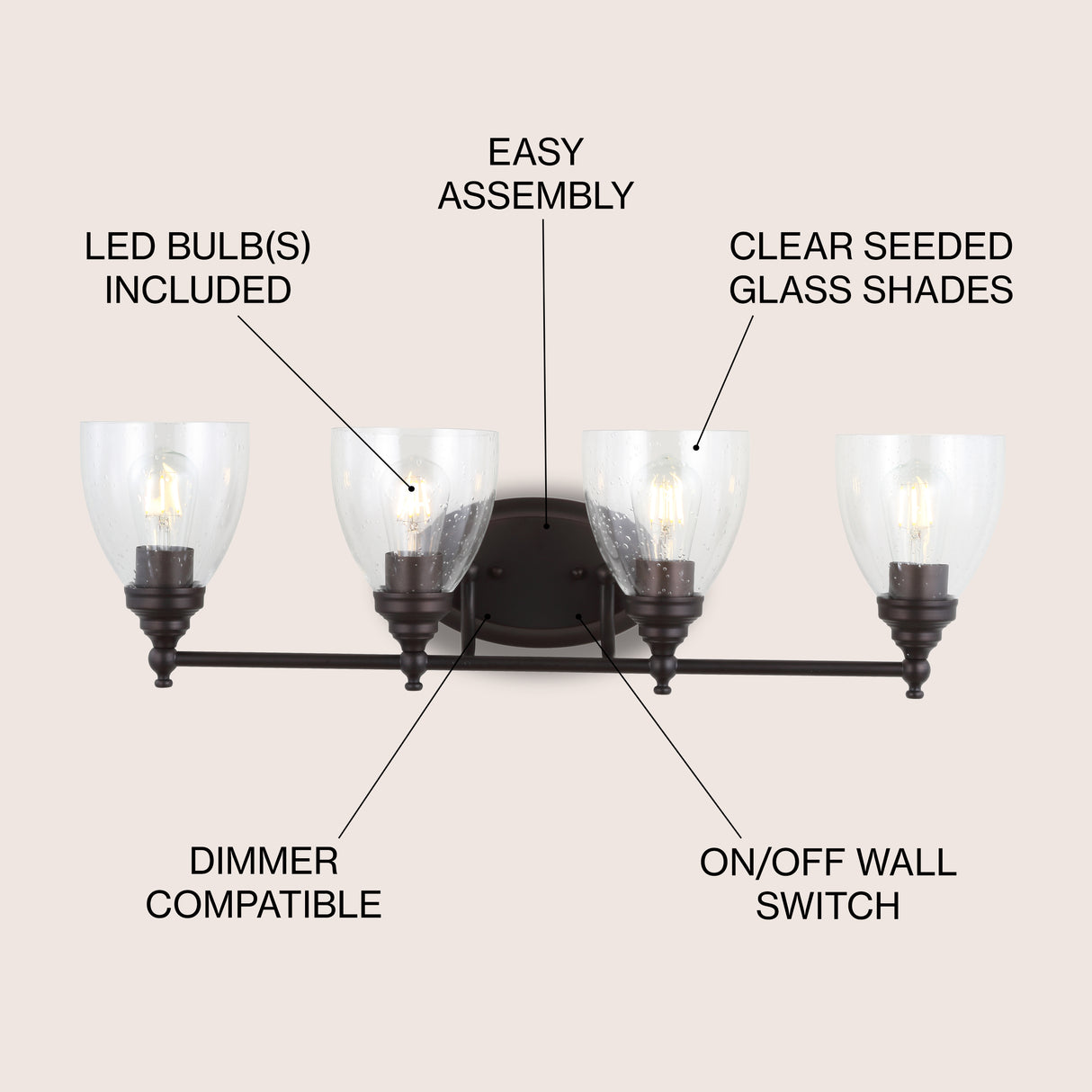 Marais 4-Light Metal/Glass LED Vanity
