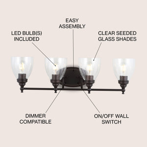 Marais 4-Light Metal/Glass LED Vanity