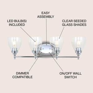 Marais 4-Light Metal/Glass LED Vanity