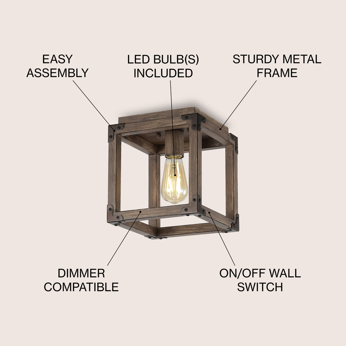Magnolia Iron Rustic Farmhouse LED Flush Mount