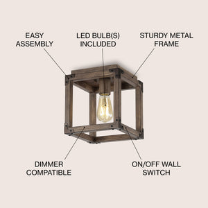 Magnolia Iron Rustic Farmhouse LED Flush Mount