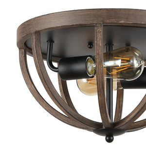 Darlene 2-Light Iron Rustic Farmhouse LED Flush Mount