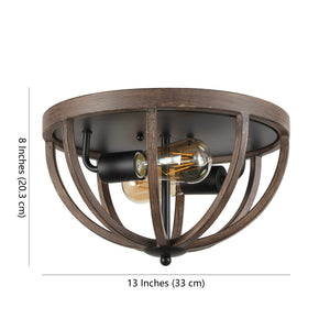 Darlene 2-Light Iron Rustic Farmhouse LED Flush Mount