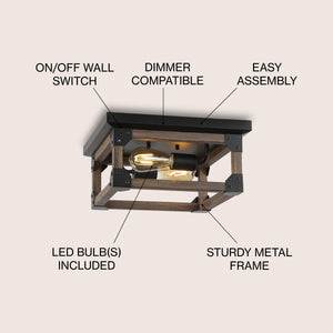 Cheshire 2-Light Iron Rustic Farmhouse LED Flush Mount