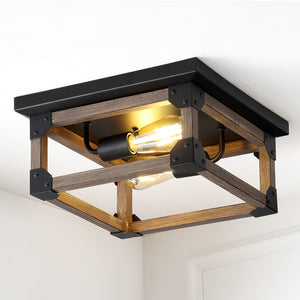 Cheshire 2-Light Iron Rustic Farmhouse LED Flush Mount