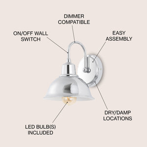 Frisco 1-Light Farmhouse Industrial Iron LED Vanity