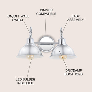 Frisco 2-Light Farmhouse Industrial Iron LED Vanity
