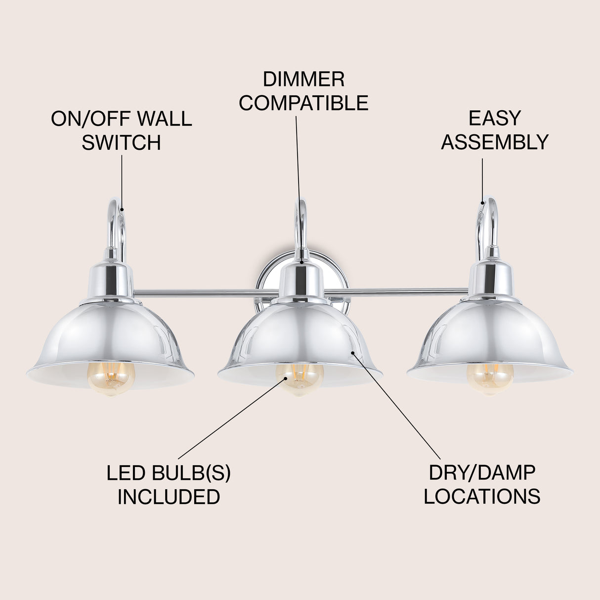 Frisco 3-Light Farmhouse Industrial Iron Shade Vanity
