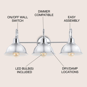 Frisco 3-Light Farmhouse Industrial Iron Shade Vanity