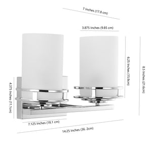 Fairfax 2-Light Metal/Frosted Glass Contemporary Glam LED Vanity Light