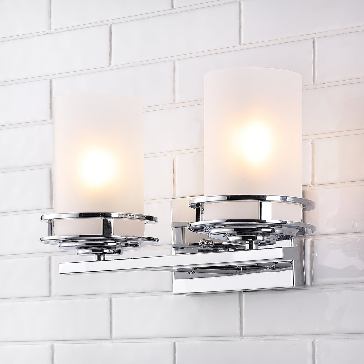 Fairfax 2-Light Metal/Frosted Glass Contemporary Glam LED Vanity Light