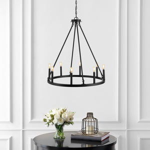 Oberto 8-Light Iron Rustic Farmhouse LED Chandelier