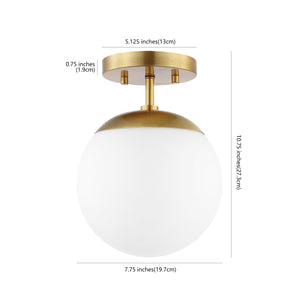 Marcel Mid-Century Bohemian Iron/Frosted Glass LED Semi Flush Mount