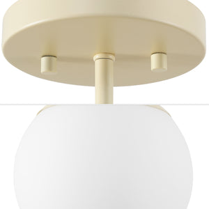 Marcel 1-light bohemian farmhouse iron/frosted glass led semi flush mount