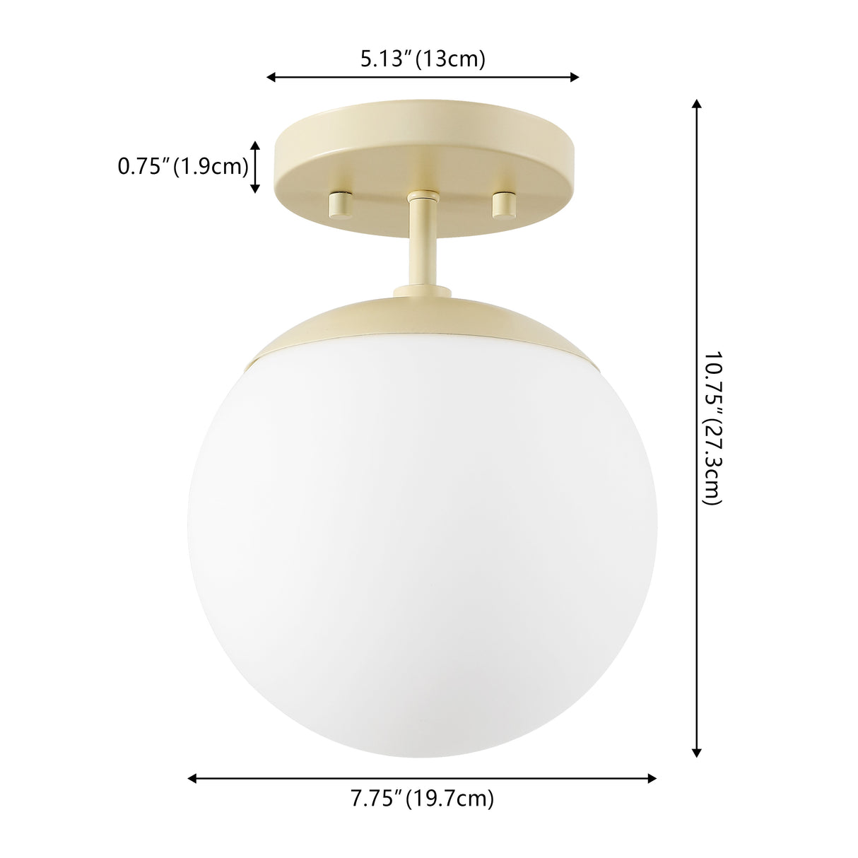 Marcel 1-light bohemian farmhouse iron/frosted glass led semi flush mount