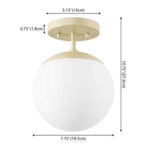 Marcel 1-light bohemian farmhouse iron/frosted glass led semi flush mount