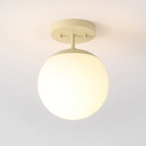 Marcel 1-light bohemian farmhouse iron/frosted glass led semi flush mount