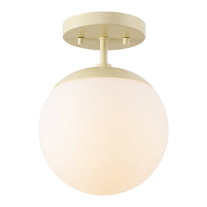 Marcel 1-light bohemian farmhouse iron/frosted glass led semi flush mount