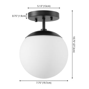 Marcel 1-light bohemian farmhouse iron/frosted glass led semi flush mount
