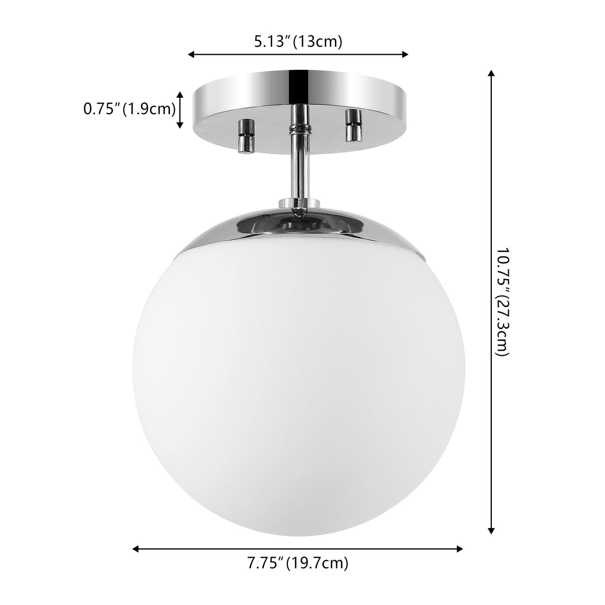 Marcel 1-light bohemian farmhouse iron/frosted glass led semi flush mount