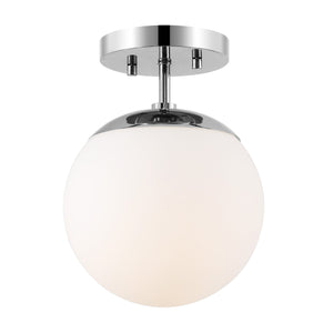 Marcel 1-light bohemian farmhouse iron/frosted glass led semi flush mount