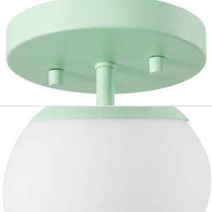 Marcel 1-light bohemian farmhouse iron/frosted glass led semi flush mount