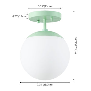 Marcel 1-light bohemian farmhouse iron/frosted glass led semi flush mount