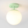 Marcel 1-light bohemian farmhouse iron/frosted glass led semi flush mount