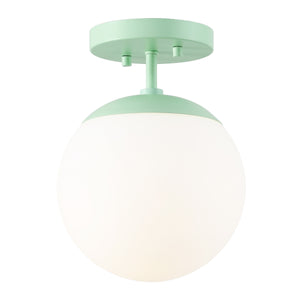Marcel 1-light bohemian farmhouse iron/frosted glass led semi flush mount