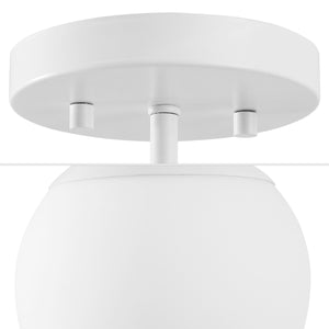 Marcel 1-light bohemian farmhouse iron/frosted glass led semi flush mount