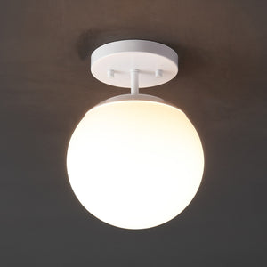 Marcel 1-light bohemian farmhouse iron/frosted glass led semi flush mount