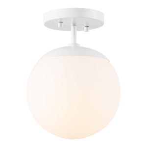 Marcel 1-light bohemian farmhouse iron/frosted glass led semi flush mount