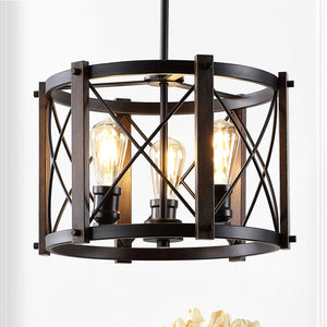 Ferme 3-Light Adjustable Iron Rustic Farmhouse LED Pendant