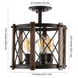 Ferme 3-Light Iron Rustic Farmhouse LED Flush Mount