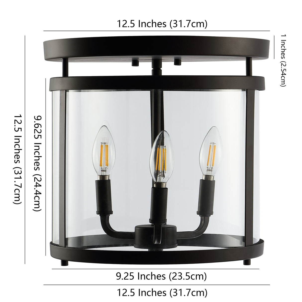 Ciel 3-Light Metal/Glass Rustic Vintage LED Flush Mount