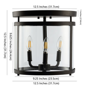 Ciel 3-Light Metal/Glass Rustic Vintage LED Flush Mount