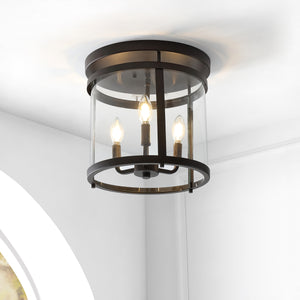 Ciel 3-Light Metal/Glass Rustic Vintage LED Flush Mount