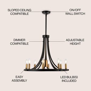 Urbanna 9-Light Adjustable Iron Transitional Modern LED Chandelier