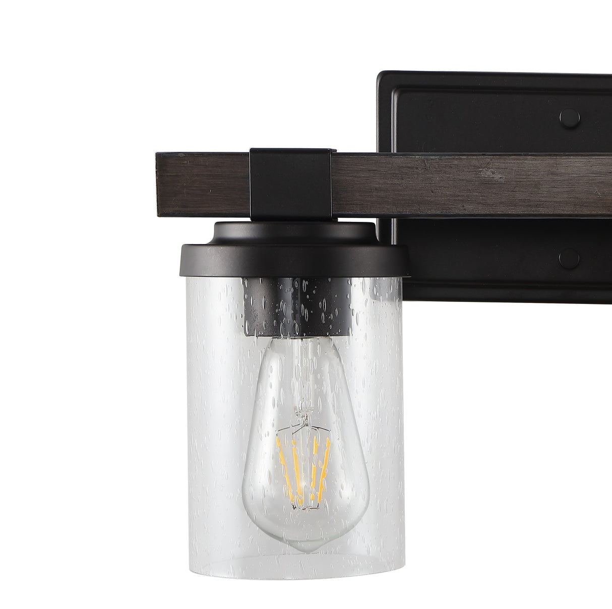 Bungalow 2-Light Iron/Seeded Glass Rustic Farmhouse LED Vanity Light