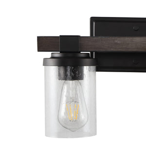 Bungalow 2-Light Iron/Seeded Glass Rustic Farmhouse LED Vanity Light