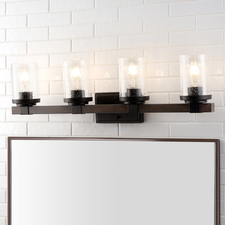 Bungalow-4-Light-Iron/Seeded-Glass-Rustic-Farmhouse-LED-Vanity-Light-Bathroom-Vanity-Lights