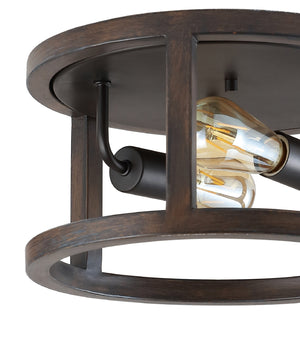 Atelier 2-Light Iron Rustic Industrial LED Flush Mount