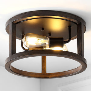 Atelier 2-Light Iron Rustic Industrial LED Flush Mount