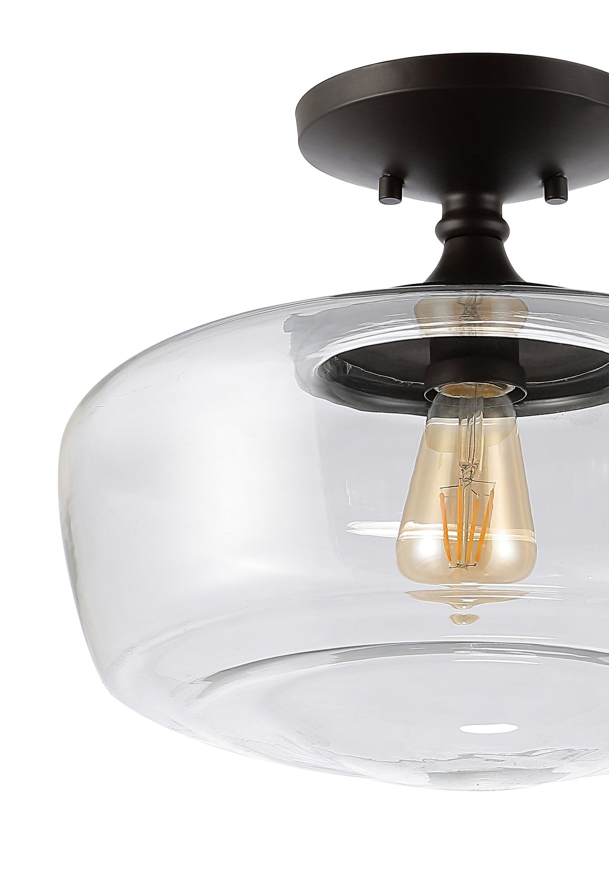 Marfa Glass/Iron Farmhouse Modern LED Flush Mount
