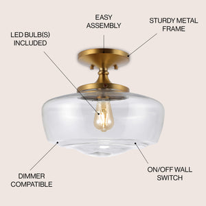 Marfa Glass/Iron Farmhouse Modern LED Flush Mount