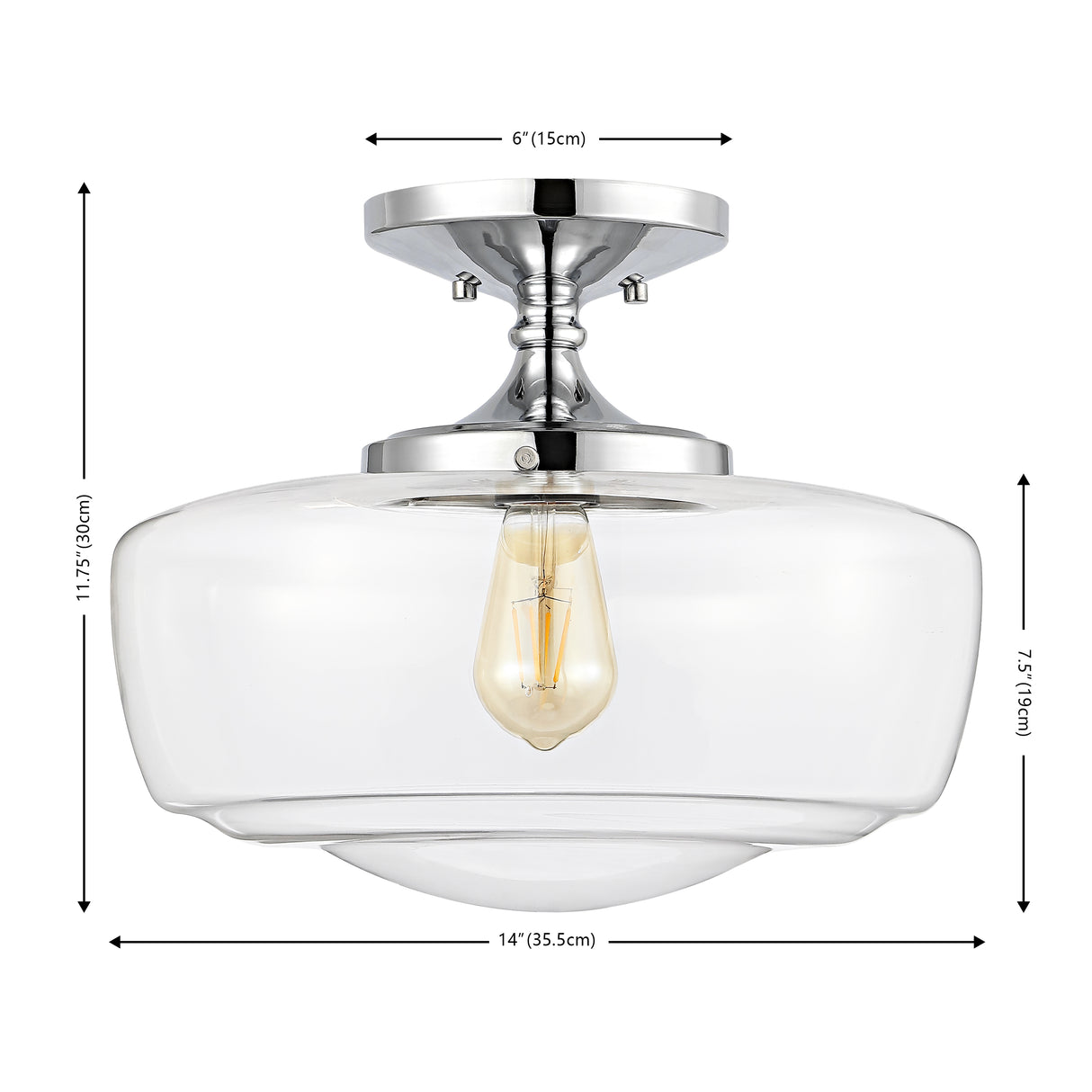 Marfa Glass/Iron Farmhouse Modern LED Flush Mount
