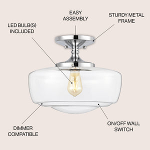 Marfa Glass/Iron Farmhouse Modern LED Flush Mount