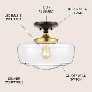 Marfa Glass/Iron Farmhouse Modern LED Flush Mount