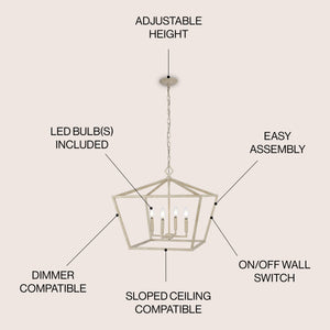 Gatsby 4-Light Adjustable Iron Rustic Glam LED Pendant