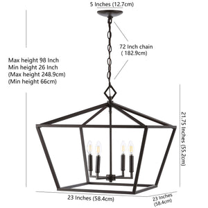 Gatsby 4-Light Adjustable Iron Rustic Glam LED Pendant
